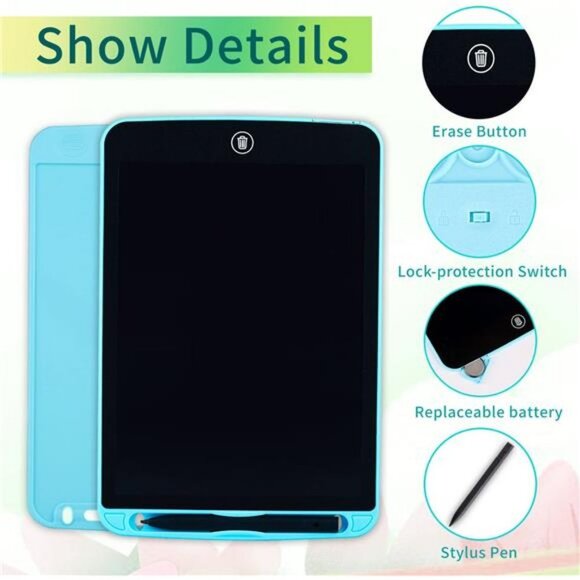 LCD Writing Tablet for Kids 10 Inch, Colorful Doodle Board Drawing Tablet (Blue) - Picture 5 of 6